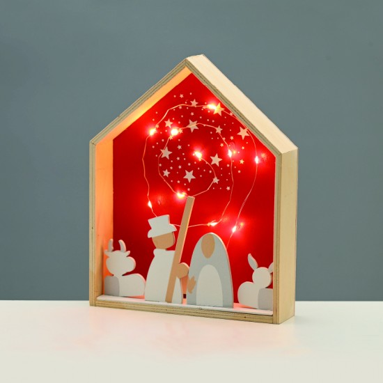 ^WOODEN HOUSE ΚΟΚΚΙΝΟ 10 LED ΛΑΜΠ ΚΑΛΩΔΙΟ ΧΑΛΚΟΥ ΘΕΡΜΟ ΣΤΑΘΕΡΟ ΜΠΑΤ (2ΧΑΑA) 20*4,5*25cm IP20^