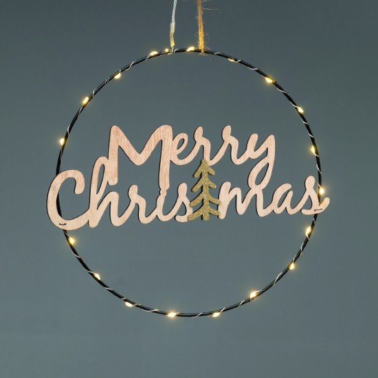 ^HANGING MERRY CHRISTMAS TREE 20 MINI LED ΘΕΡΜΟ ΛΑΜΠ ΜΠΑΤ 2*CR2032 (ΣΥΜΠΕΡ) IP20 ΔΙΑΜ:26cm 30cm ΚΑΛ^