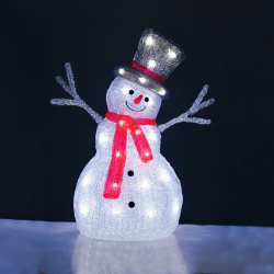 ^ACRYLIC STANDING SNOWMAN 40 LED ΨΥΧΡΟ ΛΕΥΚΟ 31*22*45cm IP44 5m ΚΑΛ^