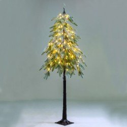 ^SNOWY GREEN PINE TREE 90 WW LED ΛΑΜΠ. ΑΝΤΑΠΤ:4,5V IP44 ΥΨΟΣ 150cm ΒΑΣΗ:21x21cm 5m ΚΑΛ^