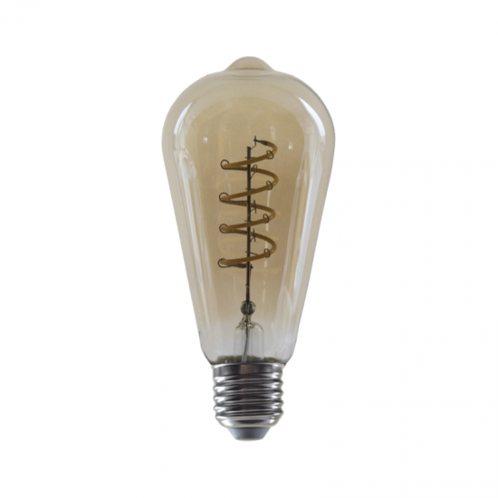 LED FILAMENT E27 DIM ST64 4W AMBER SPIRAL 1800K 230V AC 270LM RA80 30000H 360°
