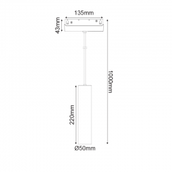 ΑΣΠΡΟ ΜΑΤ ΜΑΓΝΗΤΙΚΟ ΚΡΕΜΑΣΤΟ ΦΩΤΙΣΤΙΚΟ 48V DC 9W 4000K 1030LM 36° OSRAM RA90 Φ50*220MM