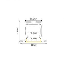 GENO ALUMINUM PROFILE P171 WITH OPAL PC DIFFUSER 2m/pc GENO ALUMINUM PROFILE P171 WITH OPAL PC DIFFUSER 2m/pc