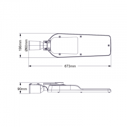 ^LED STREET LUMINAIRE 120W 16800LM 4000K 150⁰ x 75⁰ CLASS II IP66 10kV 230V AC IP66