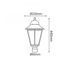 ΦΑΝΑΡΙ ΚΟΛΩΝΑΣ ΜΑΥΡΟ ΜΑΤ RAL9005M  23.5Χ44,5cm Φ60