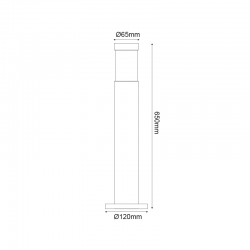 ΚΟΛΩΝΑΚΙ No1032  ΑΛΟΥΜΙΝ.65CM E27 ΓΚΡΙ  RAL7016M