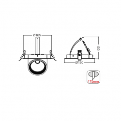 WHITE LED RECESSED MOVABLE LUMINAIRE 30W 3000K 60° 3400LM 230V Ra80 WHITE LED RECESSED MOVABLE LUMINAIRE 30W 3000K 60° 3400LM 230V Ra80