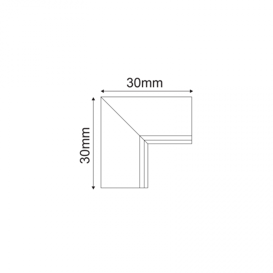 ΜΑΥΡΗ ΓΩΝΙΑ 90° ΓΙΑ ΜΙΝΙ ΜΑΓΝΗΤΙΚΗ ΡΑΓΑ TRIMLESS ΤΜΤ*ΜΒ