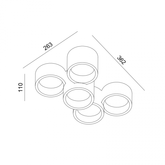 ΓΥΨΙΝΟ 5 ΣΤΡΟΓΓΥΛA Φ/Σ ΟΡΟΦΗΣ ΦΥΣΙΚΟ 370*240*150 GENI 5*GX53