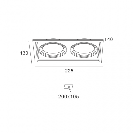 BLACK COLOR SPOT 2xGU10 130x225