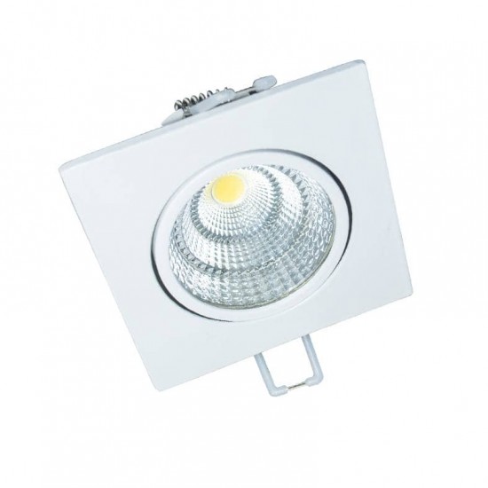 SQUARE WHITE MOV. LED SPOT 6W 3000K 410Lm COB 230V 60° Ra80