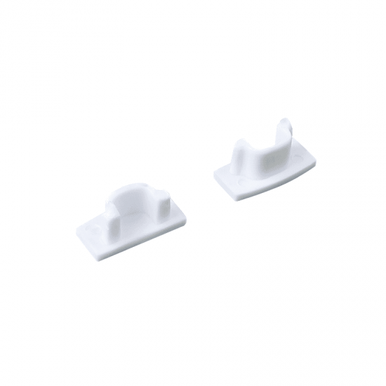 SET OF WHITE PLASTIC END CAPS FOR P109, 1PC WITH HOLE & 1PC WITHOUT HOLE