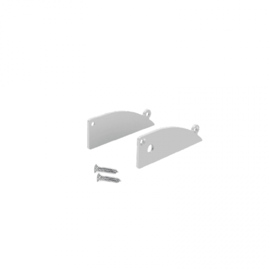 SET OF SILVER METAL END CAPS FOR P173, 1 WITHOUT HOLE & 1 WITH HOLE