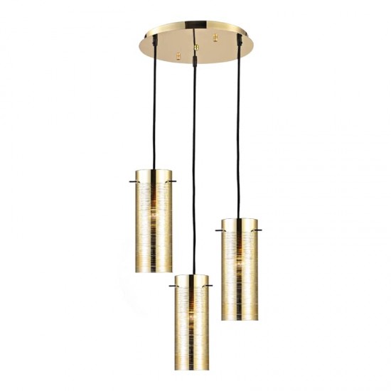 ΚΡΕΜΑΣΤΟ Φ/Σ 3ΧΕ27 ΡΟΖΕΤΑ ΟΡΕΙΧΑΛΚ 3D ΓΥΑΛΙ+ΜΕΤΑΛ Φ36ΧΗ140CM