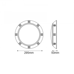 ^LED PLASTIC POOL LUMINAIRE 25W RGB 90° IP68 12V AC