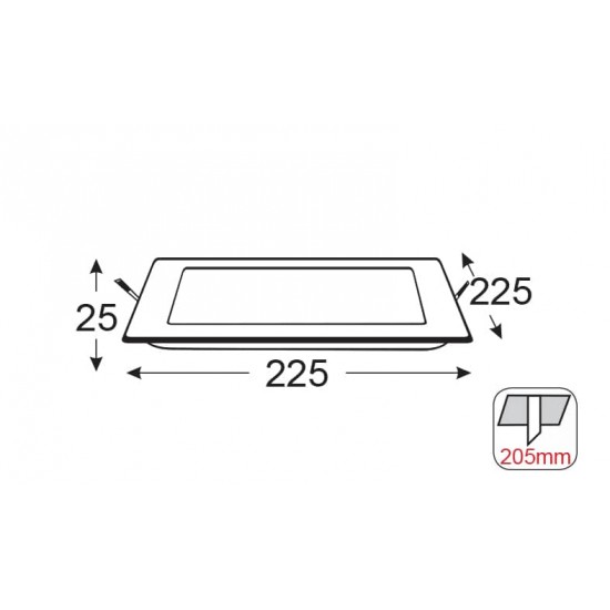 LED PANEL ΧΩΝ. ΤΕΤΡ. 20W 3.000K 1510Lm 230V 225mm Ra80