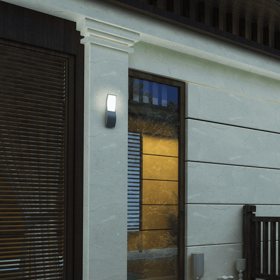 ^LED SMD WALL LUMINAIRE 7W 520LM 120° 230V AC 3.000K DARK GREY CRI80 IP65 30.000HRS