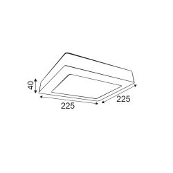 SQUARE NM CEIL.LED SLIMPANEL 20W3000K 1440Lm230V 225X225Ra80