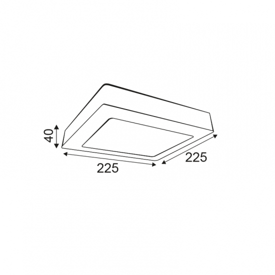 SQUARE NM CEIL.LED SLIMPANEL 20W3000K 1440Lm230V 225X225Ra80