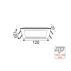 SQUARE NM REC.LED SLIMPANEL 8W 3000K 490Lm 230V 120X120 Ra80 SQUARE NM REC.LED SLIMPANEL 8W 3000K 490Lm 230V 120X120 Ra80