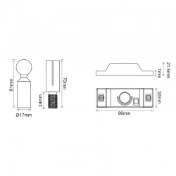 ROOFPATH SET OF 2PCS WHITE BASE HOLDER WITH 45° ADJUSTABLE ROD