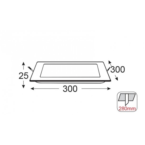 LED PANEL ΧΩΝ. ΤΕΤΡ. 26W 4.000K 1990Lm 230V 300mm Ra80 LED PANEL ΧΩΝ. ΤΕΤΡ. 26W 4.000K 1990Lm 230V 300mm Ra80