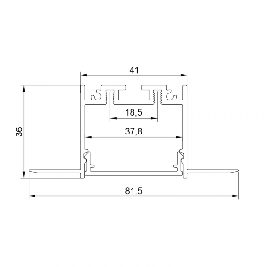 AISH BLACK ALUMINUM TRIMLESS PROFILE 2.5m/pc WITHOUT COVER