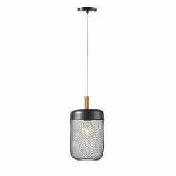 ^ΚΡΕΜΑΣΤΟ Φ/Σ 1ΧΕ27 ΜΑΥΡΟ ΜΕΤΑΛΛΙΚΟ+ΞΥΛΟ D20XH154CM PAROT