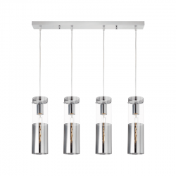 ^ΚΡΕΜΑΣΤΟ Φ/Σ 4ΧΕ27 ΧΡΩΜΙΟ ΓΥΑΛΙ+ΜΕΤΑΛΛΟ 70Χ10ΧΗ120CM DEJAVU