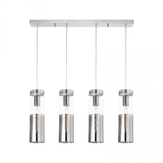 ^ΚΡΕΜΑΣΤΟ Φ/Σ 4ΧΕ27 ΧΡΩΜΙΟ ΓΥΑΛΙ+ΜΕΤΑΛΛΟ 70Χ10ΧΗ120CM DEJAVU