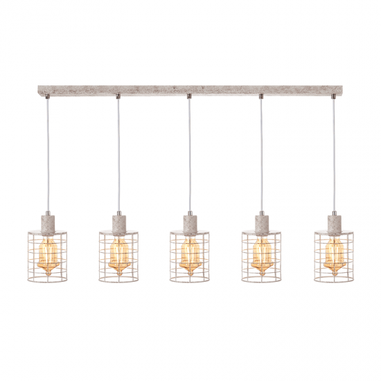 ΚΡΕΜΑΣΤΟ Φ/Σ 5ΧΕ27 ΜΕΤΑΛΛΙΚΟ ΛΕΥΚΟ ΣΚΟΥΡΙΑ 100Χ12,2ΧΗ120CM DUBLIN