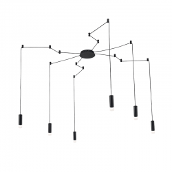 ^ΚΡΕΜΑΣΤΟ/ΟΡΟΦΗΣ Φ/Σ 6ΧG9 ΜΑΥΡΟ ΑΛΟΥΜΙΝΙΟ 6x D3,6XH13CM ΚΑΛΩΔΙΟ 1,9M 14HOOKS TERES