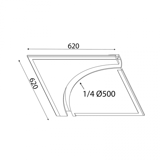 ^ΓΥΨΙΝΟ TRIMLESS ΦΩΤΙΣΤΙΚΟ ANDIE 1/4 ΤΟΥ ΚΥΚΛΟΥ 62x62x5CM