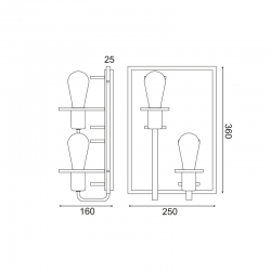 ^ΕΠΙΤΟΙΧΟ Φ/Σ 2ΧΕ27 ΞΥΛΟ+ΜΑΥΡΟ ΜΕΤΑΛΛΟ 25X16XH36CM TESLA