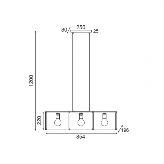 ^ΚΡΕΜΑΣΤΟ Φ/Σ 3ΧΕ27 ΜΑΥΡΟ ΜΕΤΑΛΛΙΚΟ 85X20XH120CM MORDOR