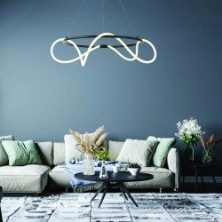 ^ΚΡΕΜΑΣΤΟ Φ/Σ LED 60W 3000K 3400LM KYMA ΜΑΥΡΟ ΜΕΤ/ΚΟ IP20 D80XH230CM