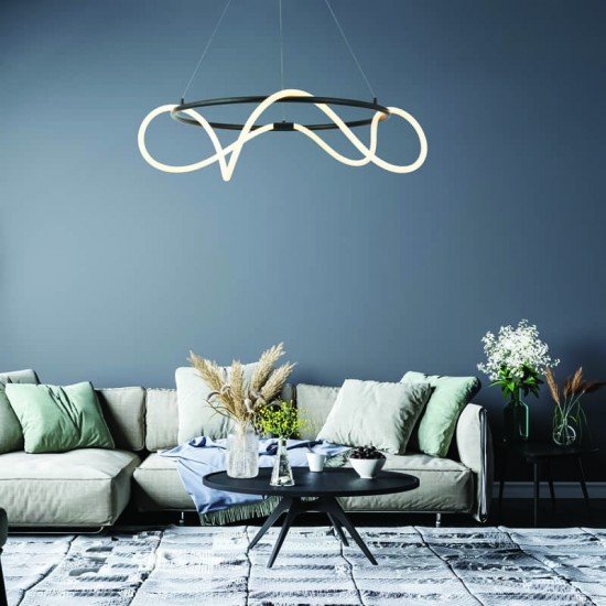 ^ΚΡΕΜΑΣΤΟ Φ/Σ LED 60W 3000K 3400LM KYMA ΜΑΥΡΟ ΜΕΤ/ΚΟ IP20 D80XH230CM