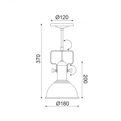 ^ΟΡΟΦΗΣ Φ/Σ 1ΧΕ27 ΜΕΤΑΛΛΙΚΟ ΜΑΥΡΟ Φ18XH39cm RIVIERA