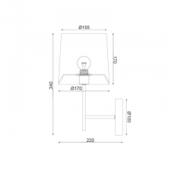 ΕΠΙΤΟΙΧΟ Φ/Σ 1ΧΕ27 ΜΕΤΑΛΛΙΚΟ ΚΑΦΕ+ΚΑΛΑΜΙ  17Χ21ΧΗ35CM AGATHA