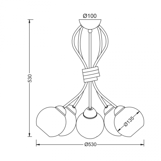 ΟΡΟΦΗΣ 5ΧΕ27 ΜΕΤΑΛ ΠΑΤΙΝΑ ΛΕΥΚΟ ΧΡΥΣΟ+ΟΠΑΛ ΓΥΑΛΙ Φ48,5ΧΗ53CM FOYER