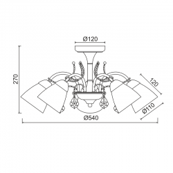 ΟΡΟΦΗΣ 5ΧΕ14 ΜΕΤΑΛ ΠΑΤΙΝΑ ΧΡΥΣΟ+ΛΕΥΚΟ ΓΥΑΛ+ΚΡΥΣΤΑΛ Φ54ΧΗ27CM QUINCE