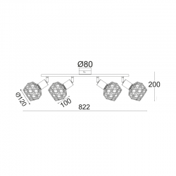 ΣΠΟΤ IIII 4XE14 ΜΑΥΡΟ ΠΛΕΓΜΑ 68X12,5X19,5CM ALADDIN