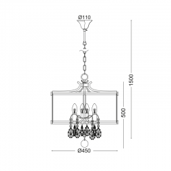 ΚΡΕΜΑΣΤΟ 4ΧΕ14 ΜΕΤΑΛ ΑΝΤΙΚ ΟΡΕΙΧΑΛΚ+ΚΡΥΣΤΑΛ+ΓΥΑΛ Φ45ΧΗ150CM RONNIE