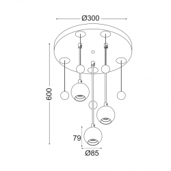 ΚΡΕΜΑΣΤΟ Φ/Σ 3ΧΕ27 ΠΑΙΔΙΚΟ ΠΟΛΥΧΡΩΜΟ Φ30ΧΗ60CM BUBBLES