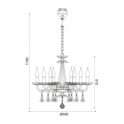 ^ΚΡΕΜΑΣ Φ/Σ 8ΧΕ14 ΔΙΑΦΑΝΟ ΚΡΥΣΤΑΛΛΟ+ΧΡΩΜΙΟ ΜΕΤΑΛΛΟ Φ59ΧΗ178CM LOMPELIA