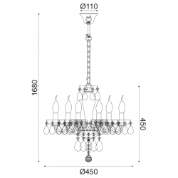 ΚΡΕΜΑΣΤΟ Φ/Σ 6ΧΕ14 ΛΕΥΚΟ ΚΡΥΣΤΑΛΛΟ+ΧΡΩΜΙΟ ΜΕΤΑΛΛΟ Φ45ΧΗ168CM TULIA