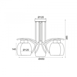 ΟΡΟΦΗΣ ΧΡΩΜΙΟ ΜΕ ΓΥΑΛΙ Φ52CM 5XE27 AMSTEL