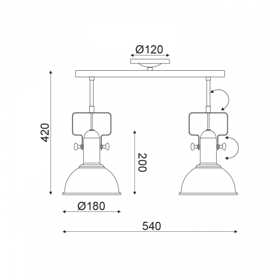 ΟΡΟΦΗΣ Φ/Σ 2ΧΕ27 ΜΕΤΑΛΛΙΚΟ ΣΚΟΥΡΙΑ Φ18X54XH41cm RIVIERA