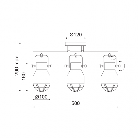 ΟΡΟΦΗΣ Φ/Σ 3ΧΕ27 ΜΕΤΑΛΛΙΚΟ ΜΑΥΡΟ ΠΛΕΓΜΑ ΛΕΥΚΟ Φ10Χ50XH28cm DAKOTA