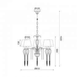 ΚΡΕΜ Φ/Σ 5ΧΕ14 ΜΕΤΑΛ. ΜΑΥΡ+ΑΜΠΑΖ+ΓΥΑΛ+ΑΛΥΣ CHROME Φ61ΧΗ102CM PALERMO